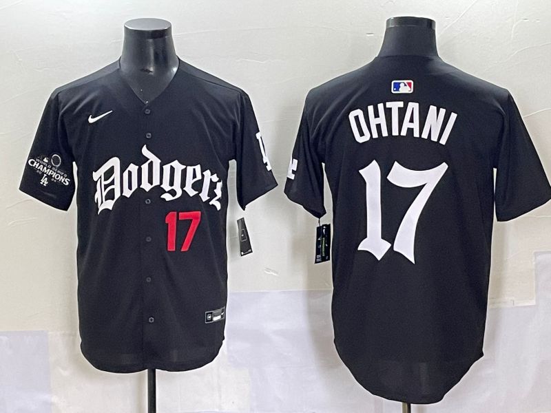 Men 2025 Los Angeles Dodgers #17 Ohtani Black Seventh generation Joint Name Nike MLB Jersey style 5